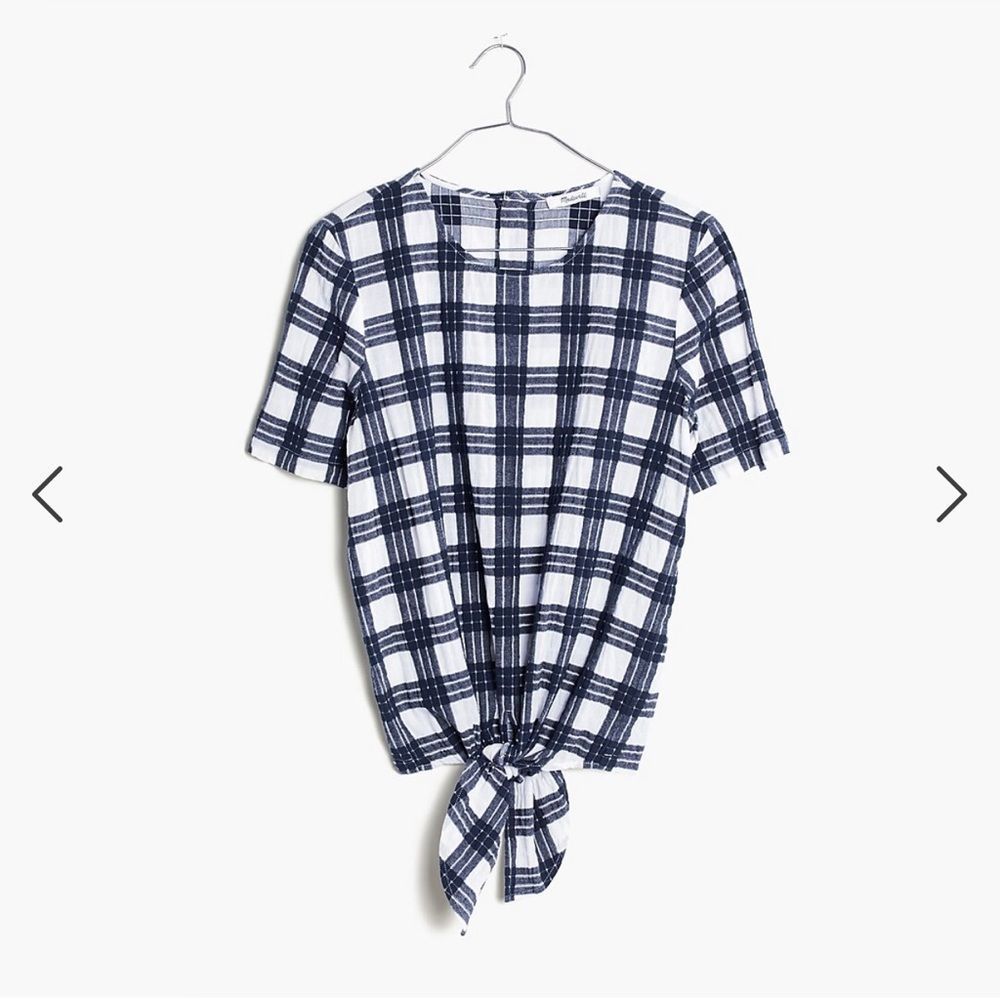 MADEWELL // Plaid Button-Back Tie Tee XL